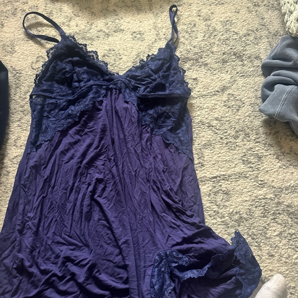Navy Lace-Trim Women's Slip Dress